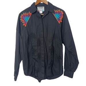 Vintage Wrangler Authentic Country Cowgirl Western Button Up Top Shirt Size M